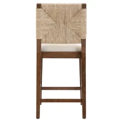 Boucle & Seagrass Counter Height Bar Stool Dark Brown