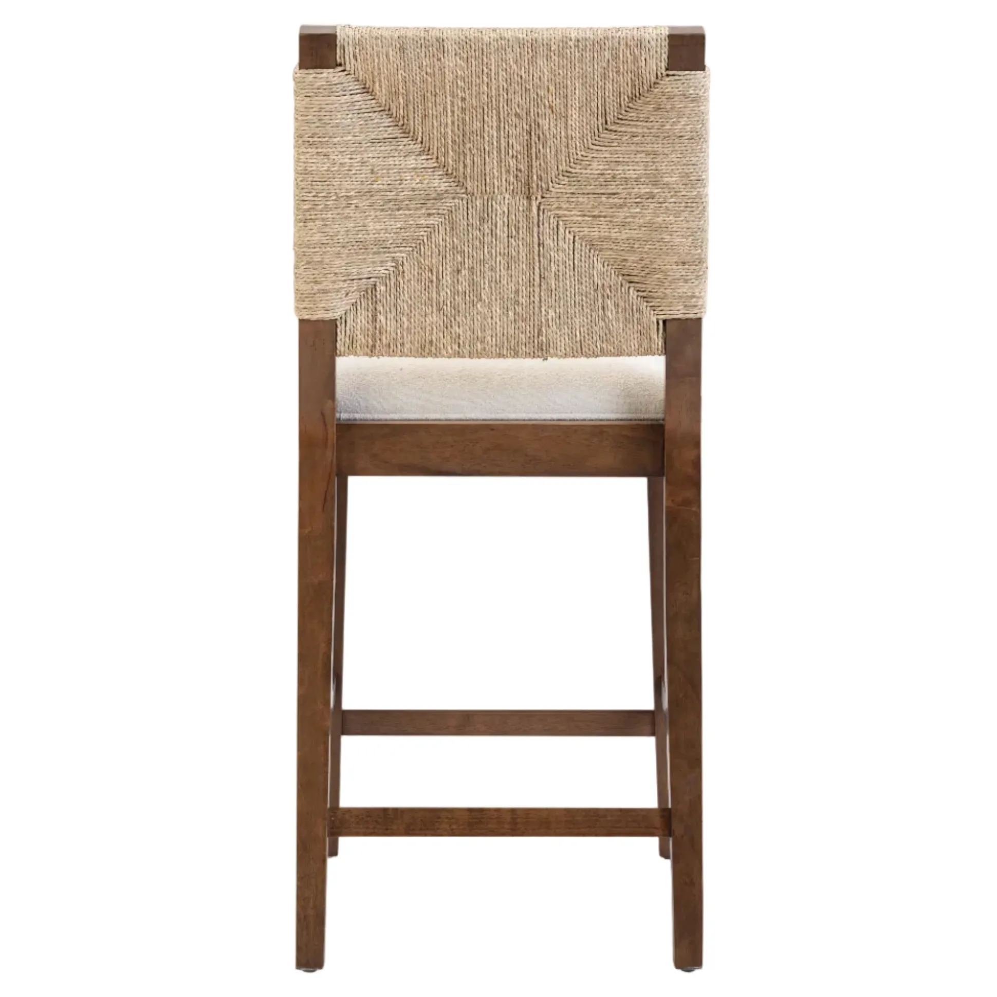 Boucle & Seagrass Counter Height Bar Stool Dark Brown