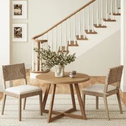 Boucle & Seagrass Dining Chair Light Brown (Set of 2)