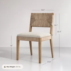 Boucle & Seagrass Dining Chair Light Brown (Set of 2)