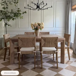 Boucle & Seagrass Dining Chair Light Brown (Set of 4)