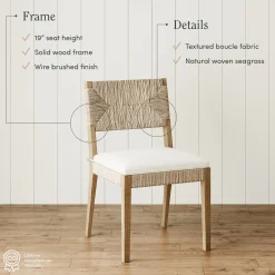Boucle & Seagrass Dining Chair Light Brown (Set of 4)