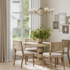 Boucle & Seagrass Dining Chair Light Brown (Set of 4)