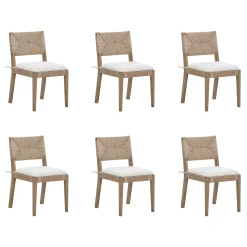 Boucle & Seagrass Dining Chair Light Brown (Set of 6)