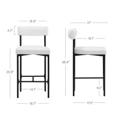 Boucle Upholstered Counter Height Bar Stool
