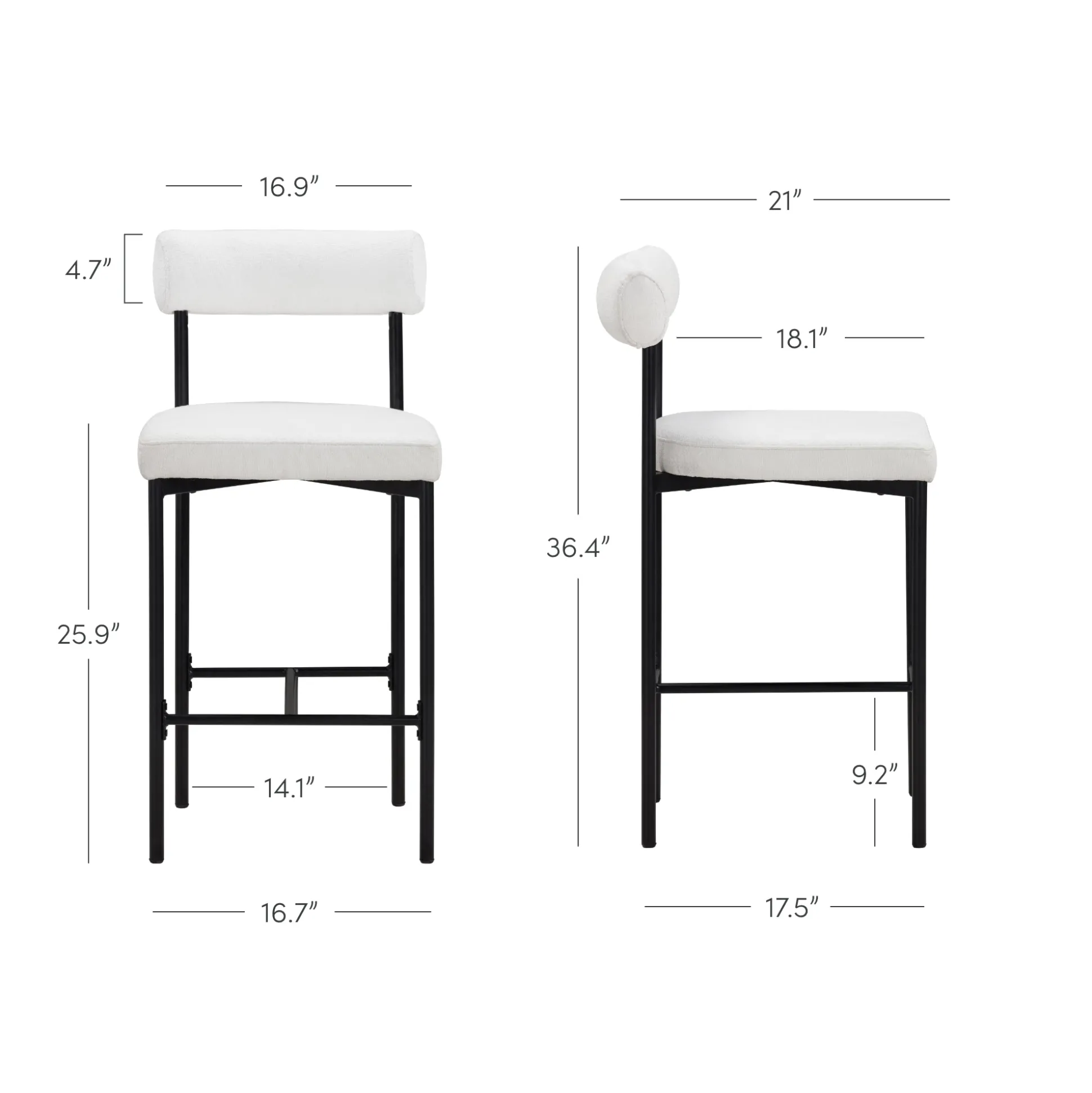 Boucle Upholstered Counter Height Bar Stool
