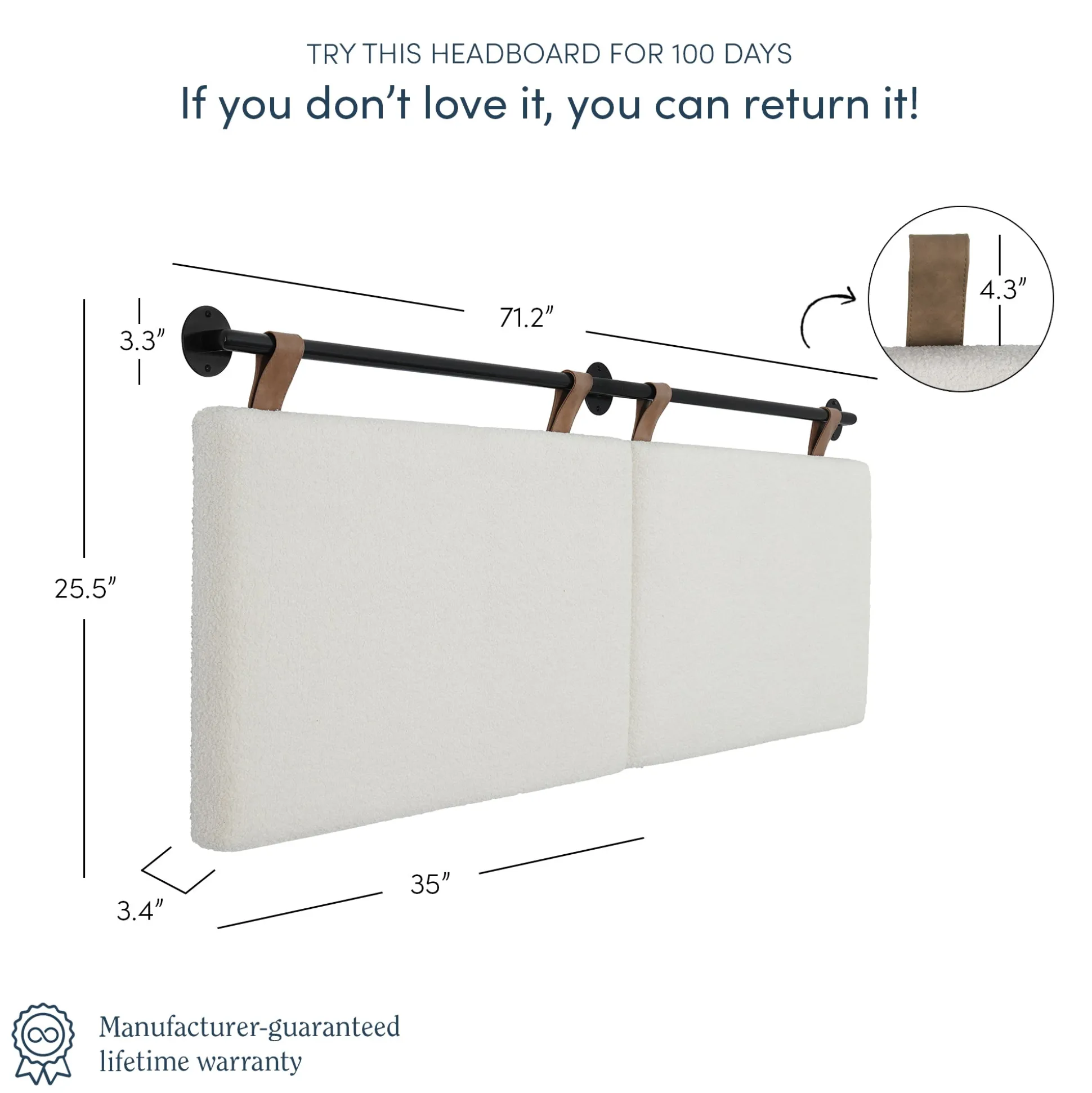 Boucle Upholstered King Wall Mount Headboard