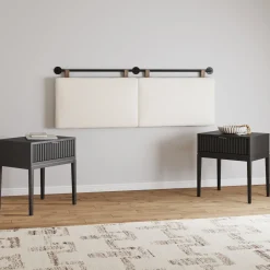 Boucle Upholstered Queen Headboard and Nightstand Set