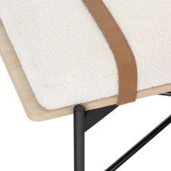 Boucle, Wood & Metal Removable Cushion Bench