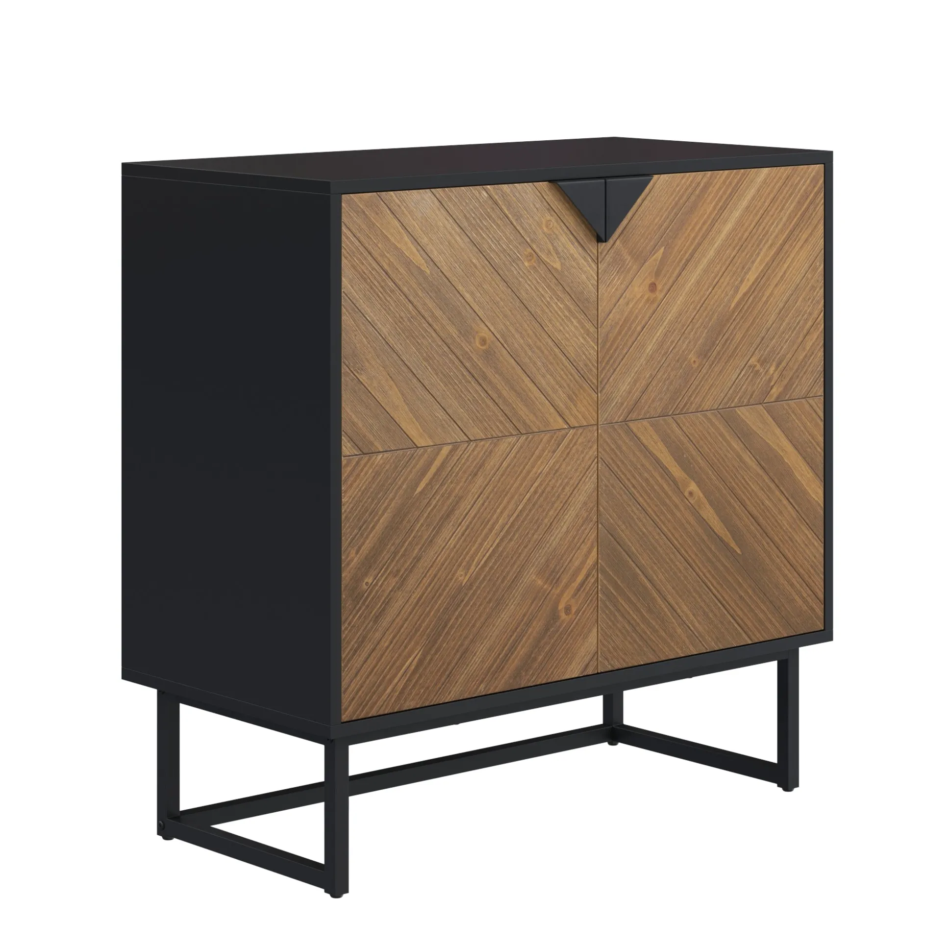Brushed Fir Kitchen Cabinet Credenza (Set of 2)