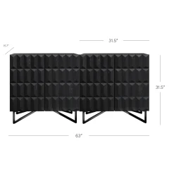Contemporary Credenza Storage with Textured Front Black Oak (Set of 2)