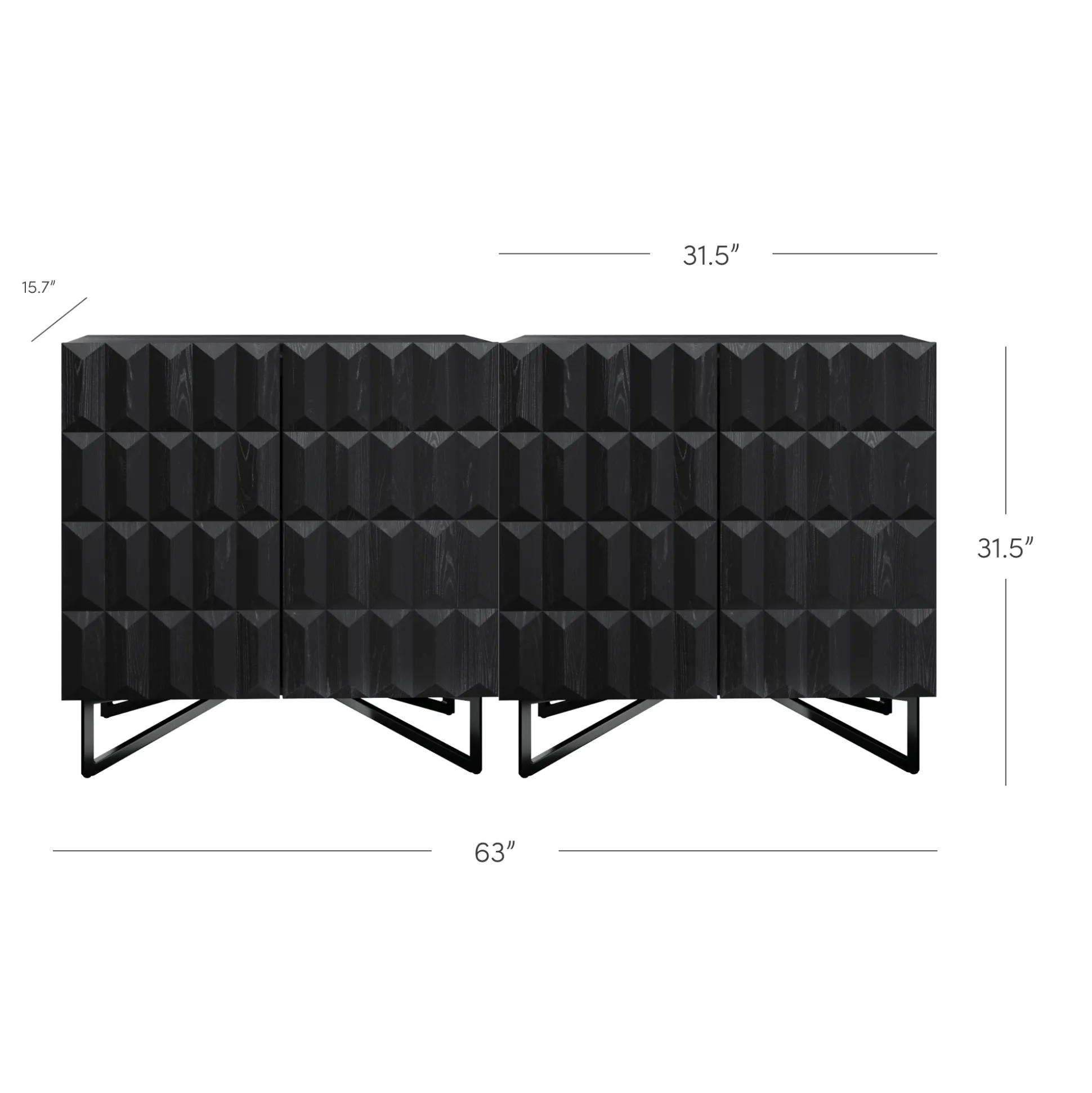 Contemporary Credenza Storage with Textured Front Black Oak (Set of 2)