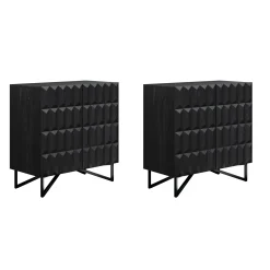 Contemporary Credenza Storage with Textured Front Black Oak (Set of 2)