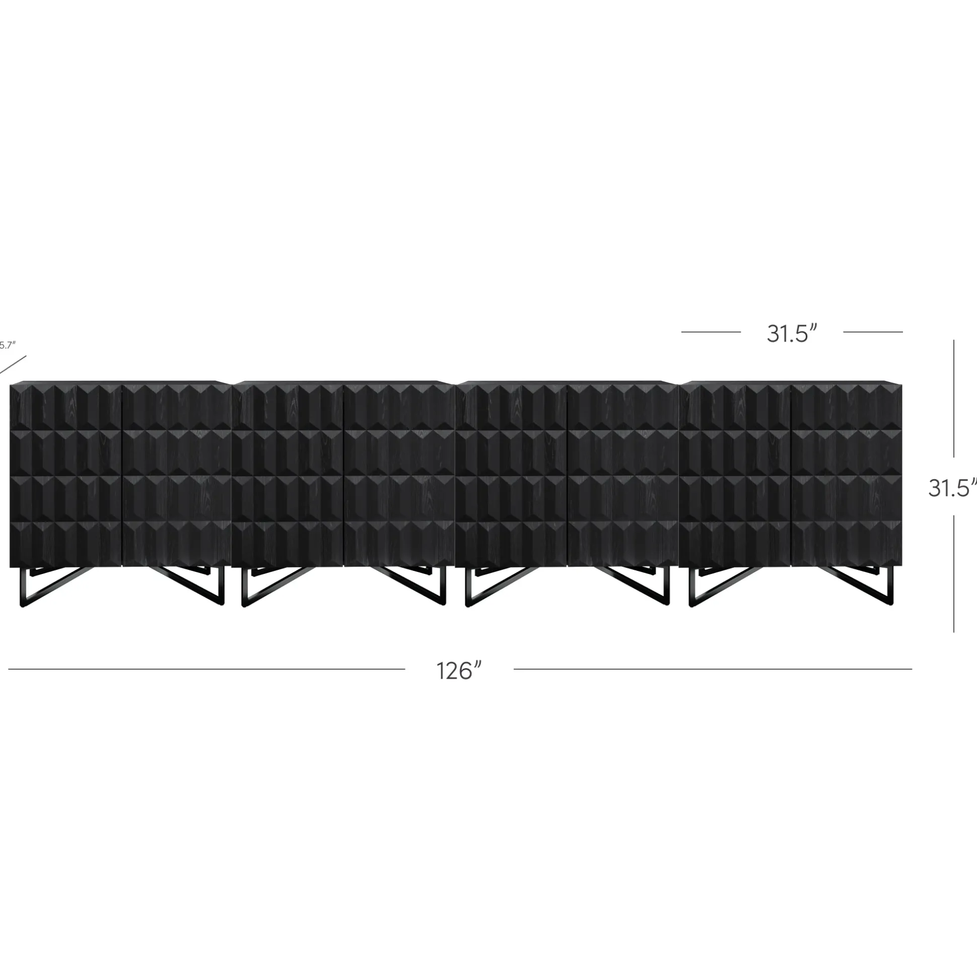 Contemporary Credenza Storage with Textured Front Black Oak (Set of 4)