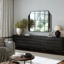 Contemporary Credenza Storage with Textured Front Black Oak (Set of 4)