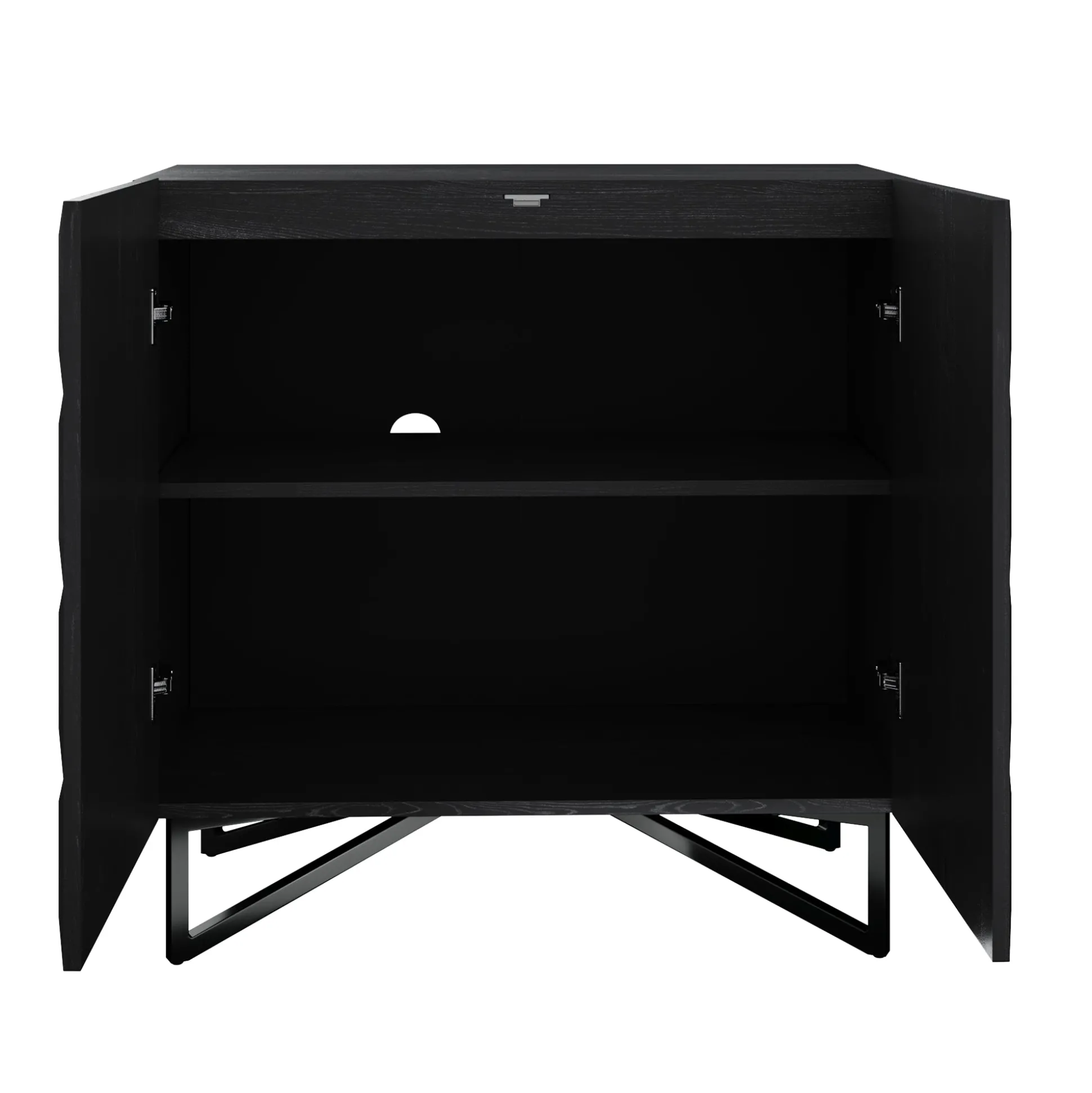 Contemporary Credenza Storage with Textured Front Black Oak (Set of 4)