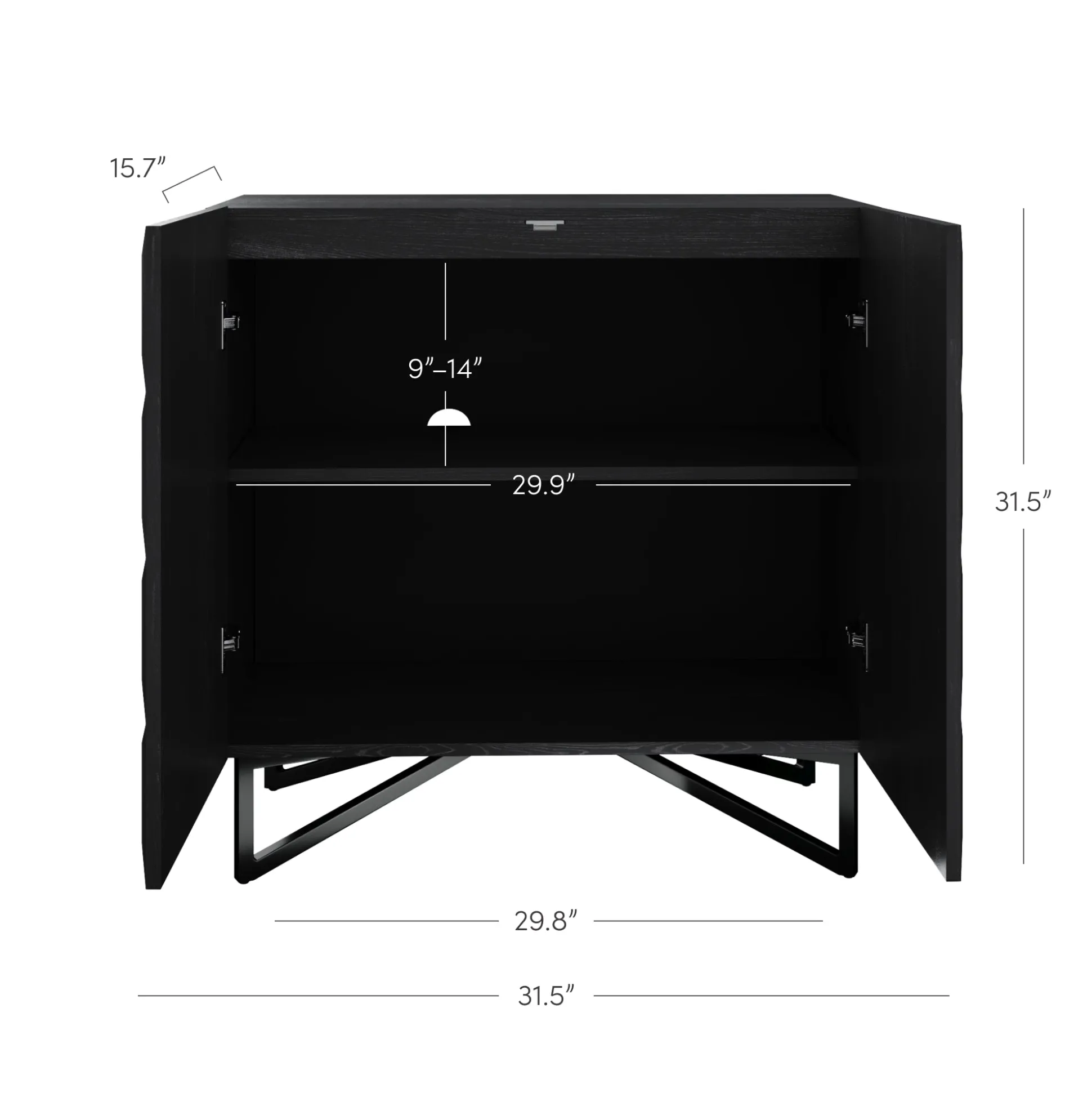 Contemporary Credenza Storage with Textured Front Black Oak (Set of 4)