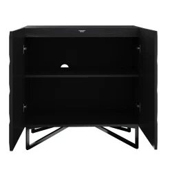 Contemporary Credenza Storage with Textured Front Black Oak (Set of 3)