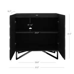 Contemporary Credenza Storage with Textured Front Black Oak (Set of 3)