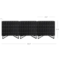 Contemporary Credenza Storage with Textured Front Black Oak (Set of 3)