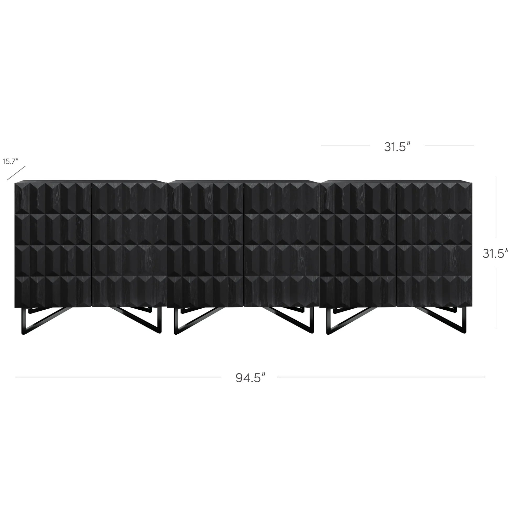 Contemporary Credenza Storage with Textured Front Black Oak (Set of 3)