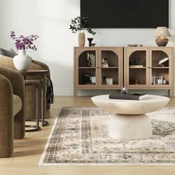 Curio Cabinet Credenza with Glass Door Raw Oak (Set of 2)