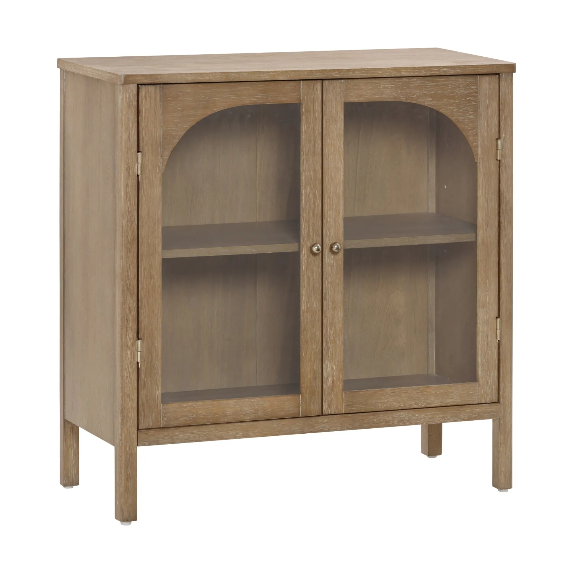 Curio Cabinet Credenza with Glass Door Brown (Set of 3)