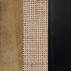 Curved Rattan Nightstand Set with Drawer Light Brown