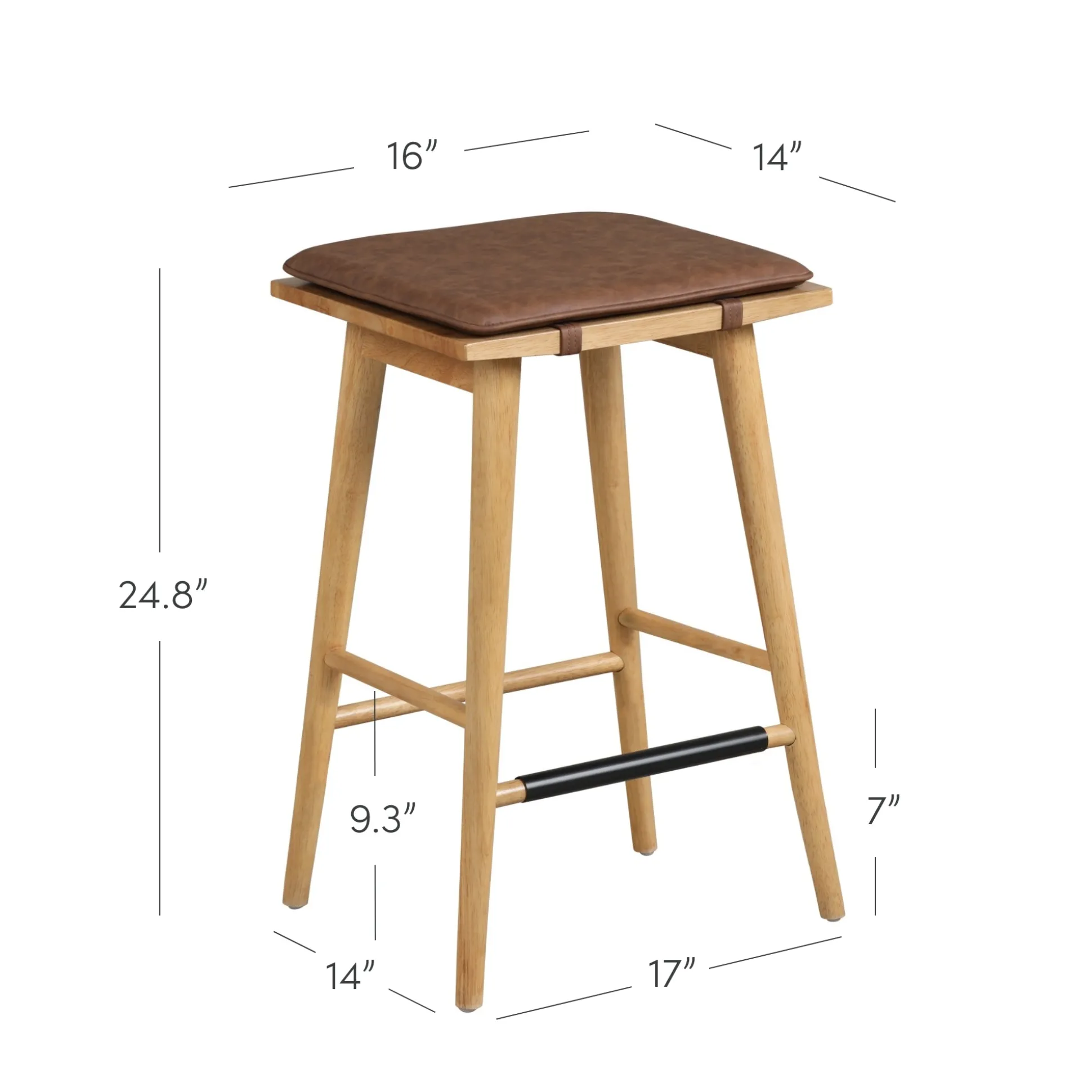 Cushioned Counter Height Bar Stools Warm Pine (Set of 3)