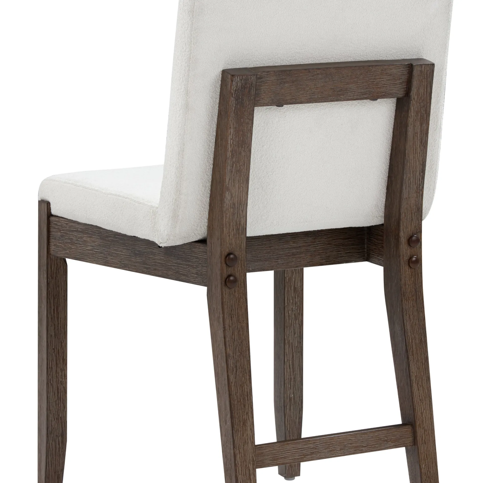 Exposed Back Dining Chair Dark Brown Boucle