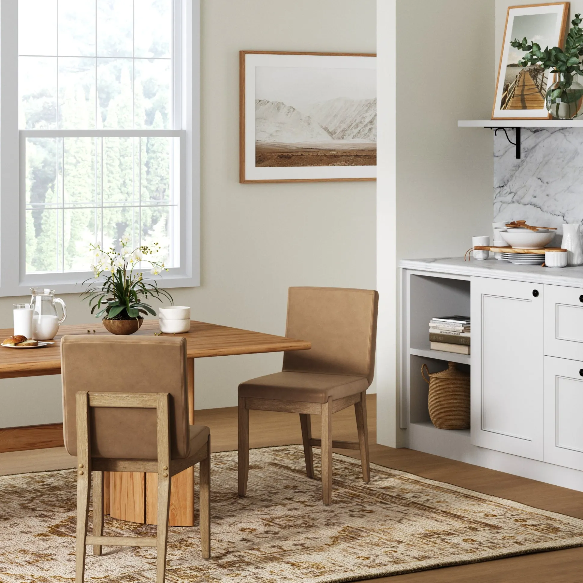 Exposed Back Dining Chair Light Brown (Set of 2)