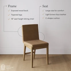 Exposed Back Dining Chair Light Brown (Set of 2)