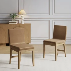 Exposed Back Dining Chair Light Brown (Set of 2)