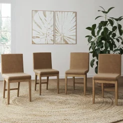 Exposed Back Dining Chairs Light Brown (Set of 4)