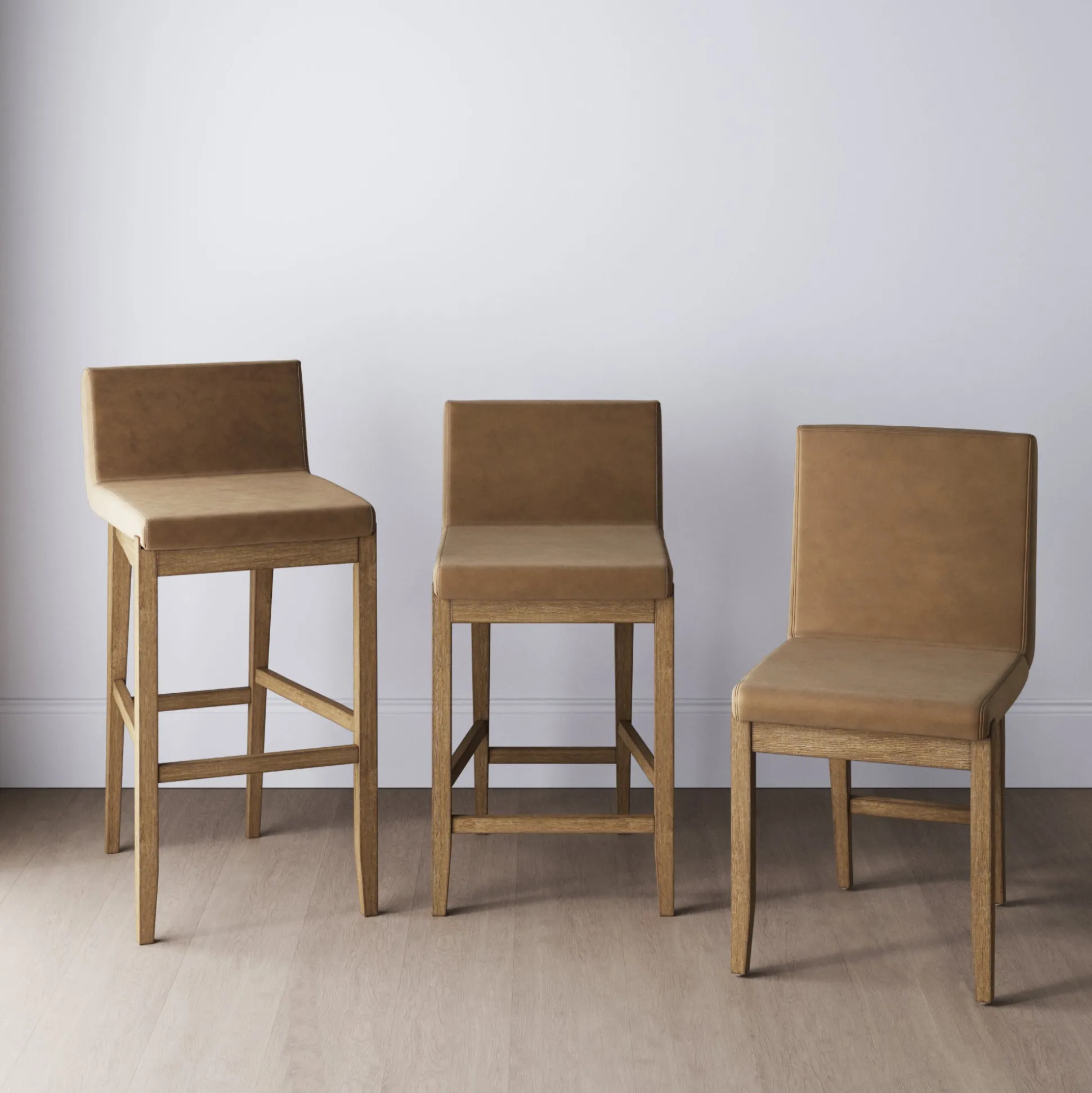 Exposed Wood Back Bar Stool Light Brown
