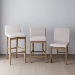 Exposed Wood Back Bar Stools Brown (Set of 3)