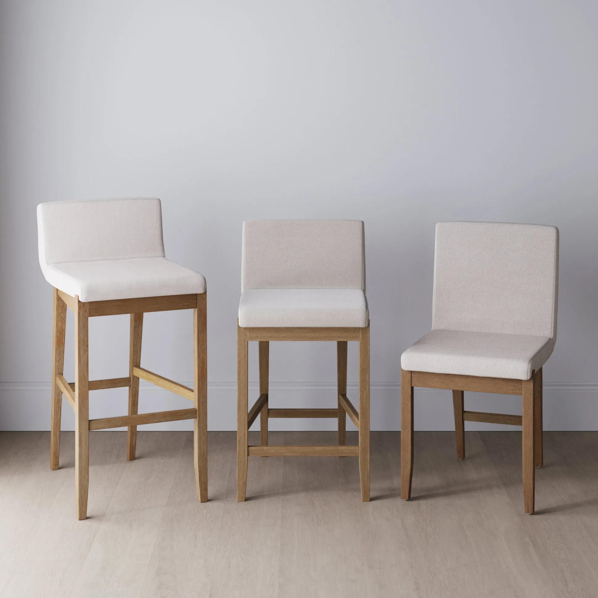 Exposed Wood Back Bar Stools Brown (Set of 3)