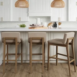 Exposed Wood Back Bar Stools Brown (Set of 3)