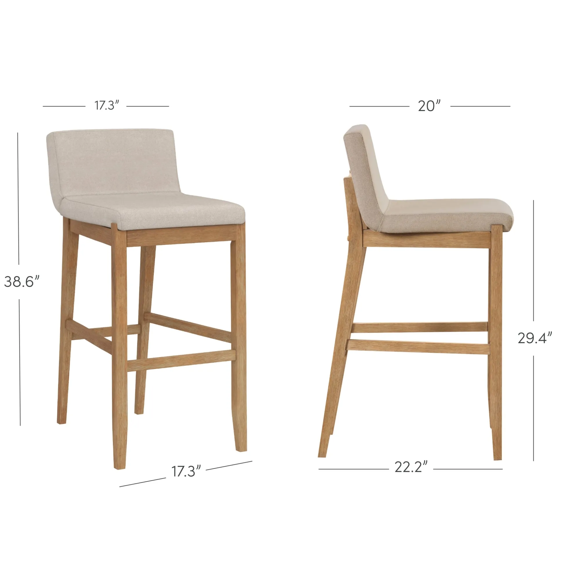 Exposed Wood Back Bar Stools Brown (Set of 4)