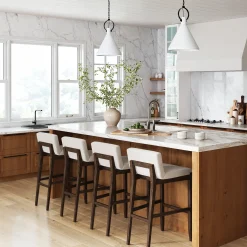 Exposed Wood Back Bar Stools Dark Brown (Set of 4)