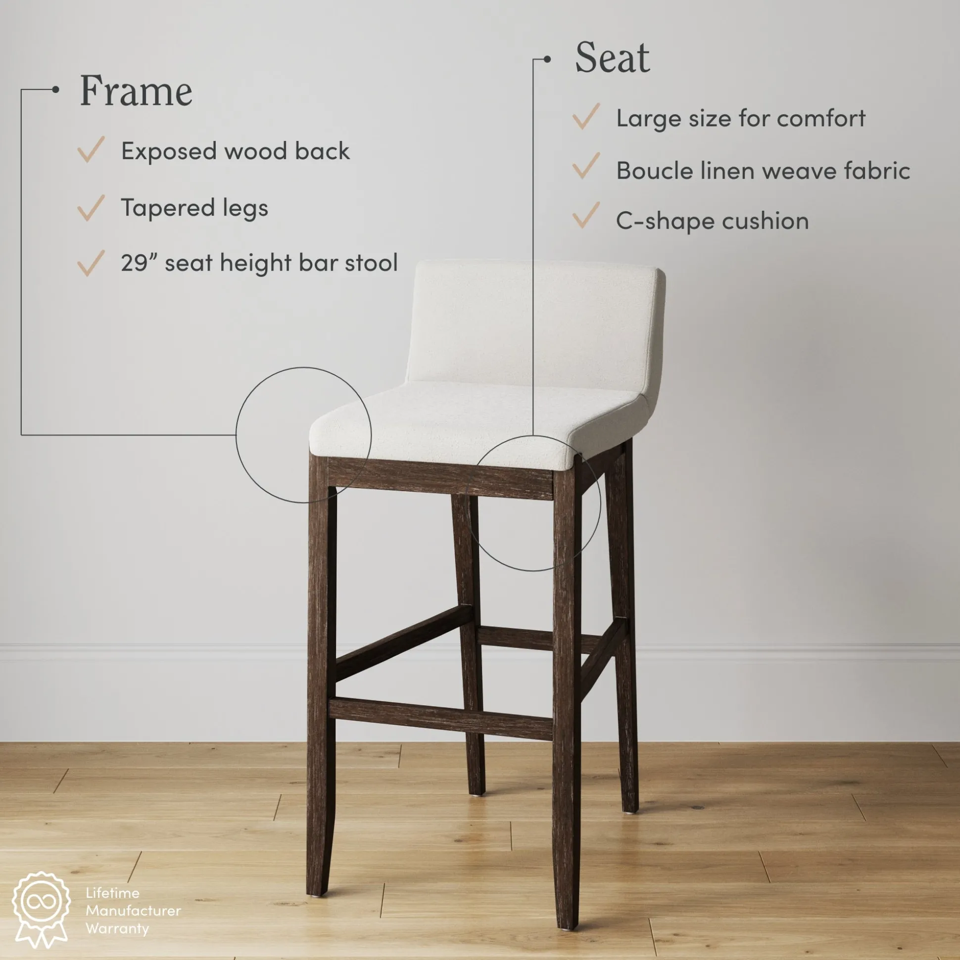 Exposed Wood Back Bar Stools Dark Brown (Set of 2)