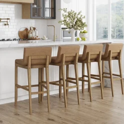 Exposed Wood Back Bar Stools Light Brown (Set of 4)