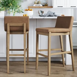 Exposed Wood Back Bar Stools Light Brown (Set of 2)