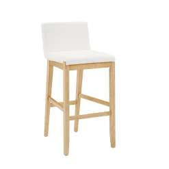 Exposed Wood Back Boucle Bar Stool Warm Pine Boucle (Set of 3)
