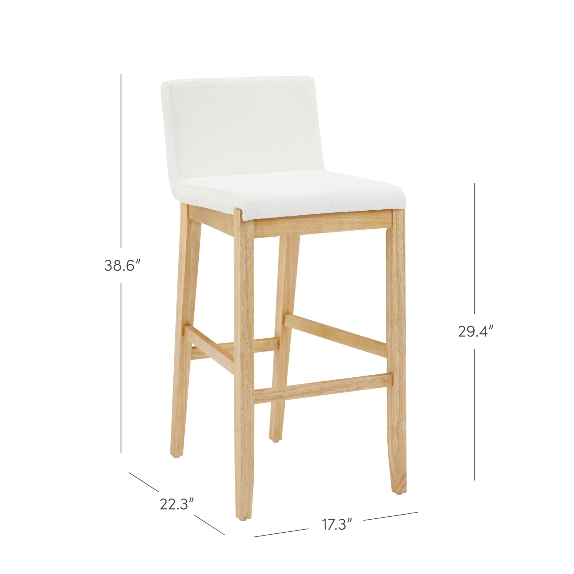 Exposed Wood Back Boucle Bar Stool Warm Pine Boucle (Set of 4)