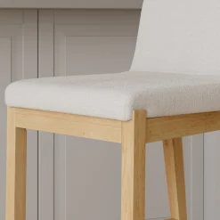 Exposed Wood Back Boucle Bar Stool Warm Pine Boucle (Set of 4)