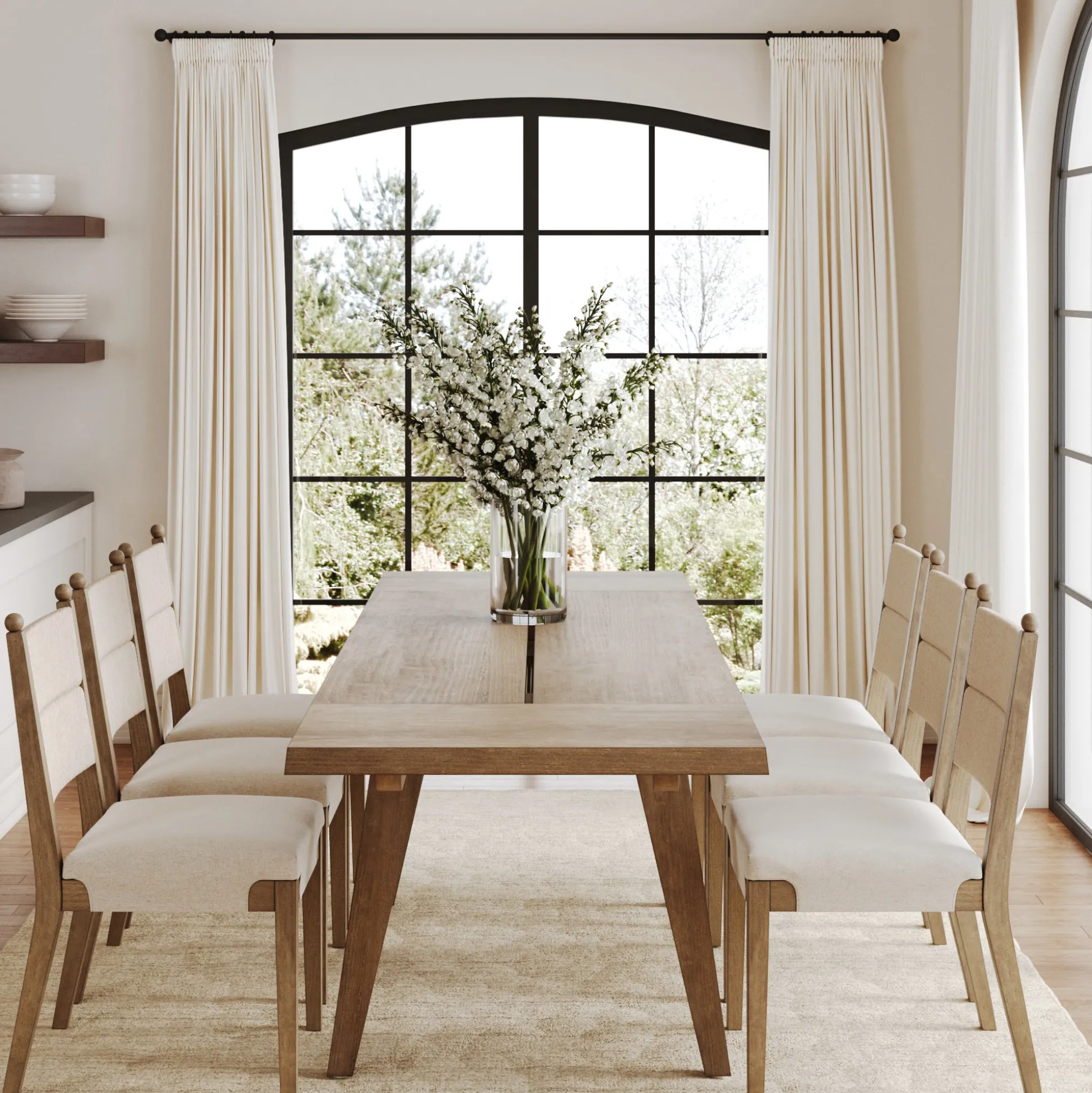 Extendable Bohemian Seagrass Dining Table Set (6 Chairs)