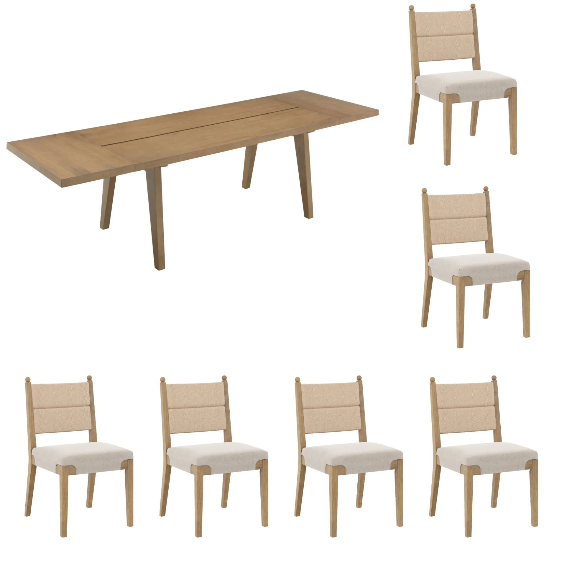 Extendable Bohemian Seagrass Dining Table Set (6 Chairs)