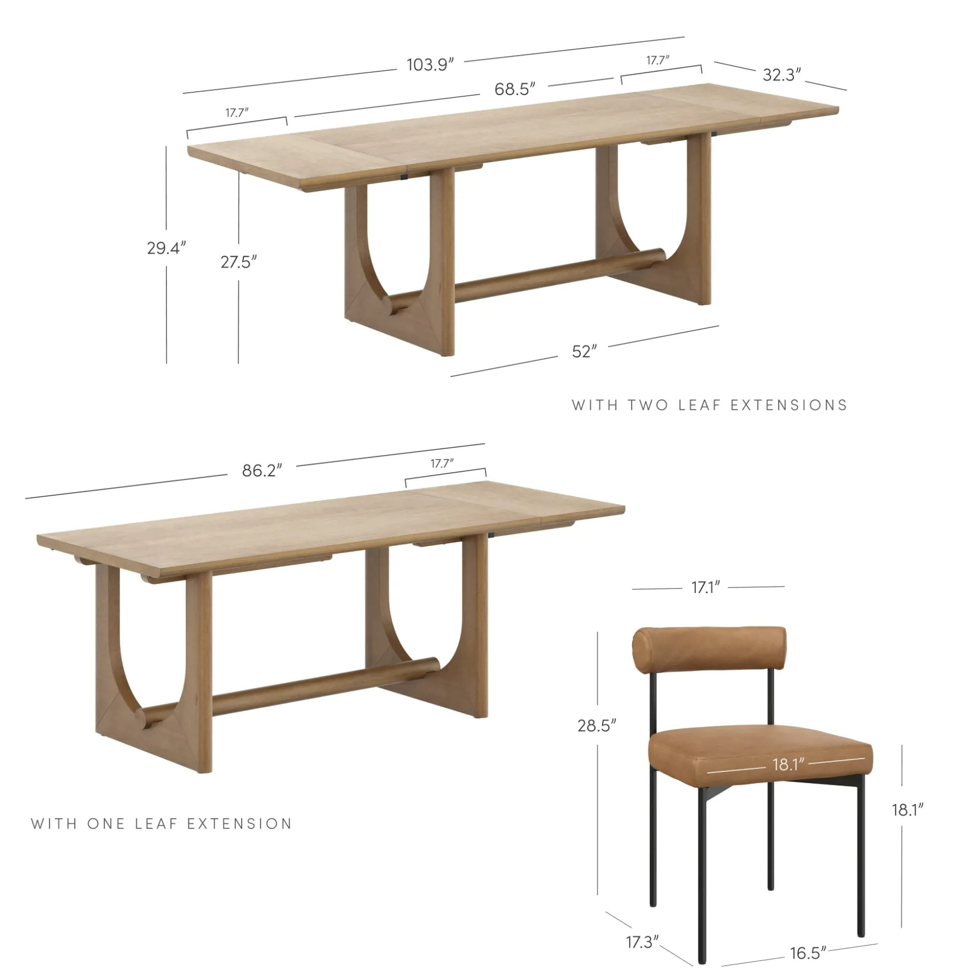 Extendable Faux Leather Dining Table Set (8 Chairs)