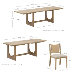 Extendable Mid-Century Flax Dining Table Set (6 Chairs)
